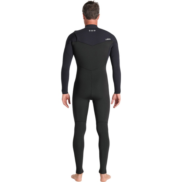 2026 C-Skins Herre Nuwave Session 4/3mm Chest Zip Våddragt C-NSE43MCZ - Black / Black X / Sølv